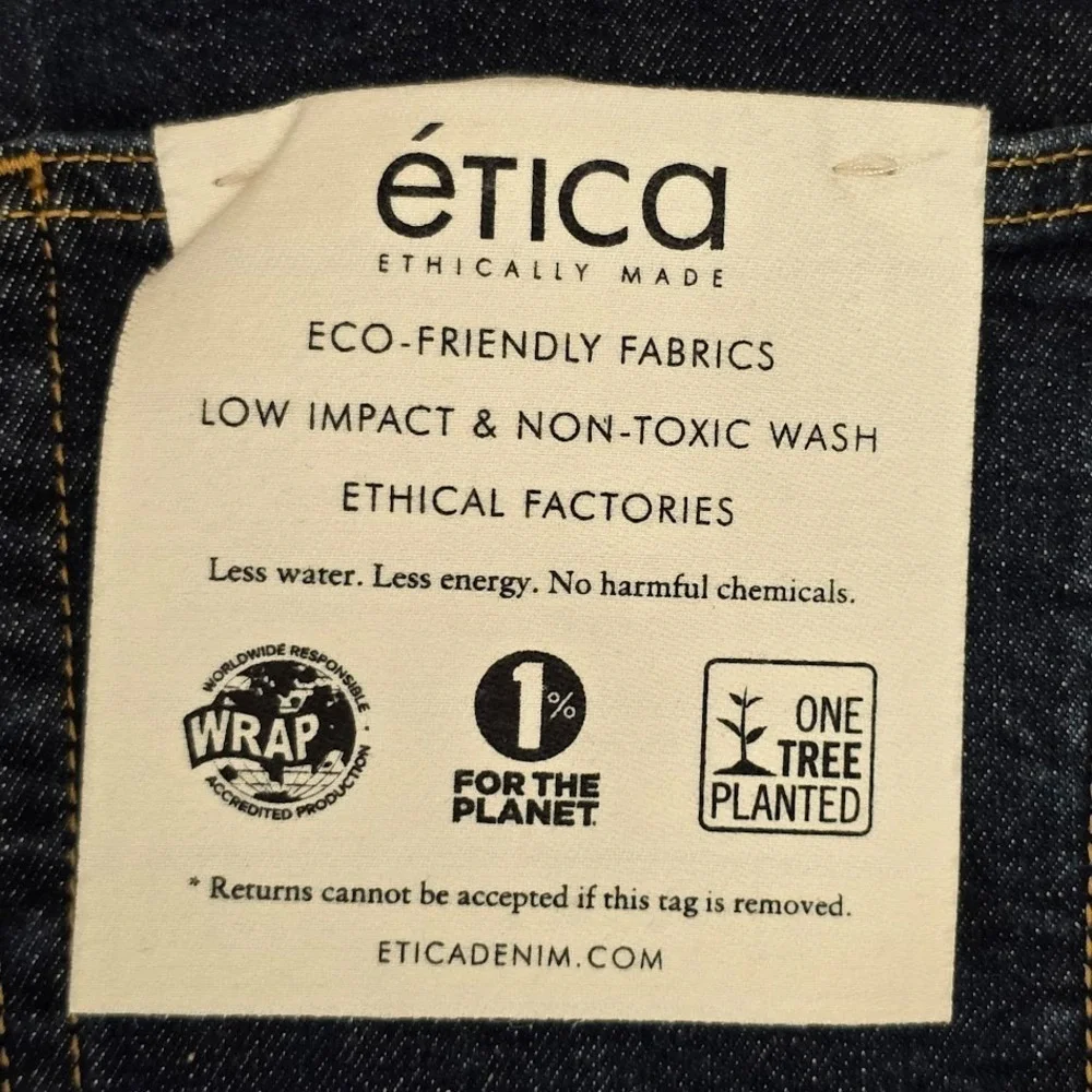 Etica Women's 24 Tyler High Rise Straight‎ Leg Jeans Dark Wash Button Fly NWT